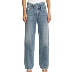 Pistola x Revolve Cross Over High Rise Wide Leg Denim Jeans Size 27